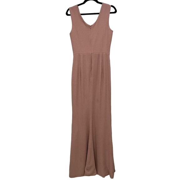 NWOT DRESS THE POPULATION $198 Sandra Blush High Slit V Neck Gown Size S - Picture 7 of 7